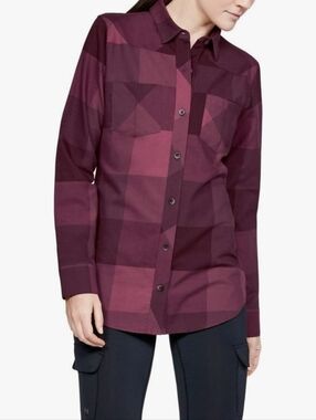 Under Armour Women’s Size XS Burgundy Plaid Button-Up Shirt